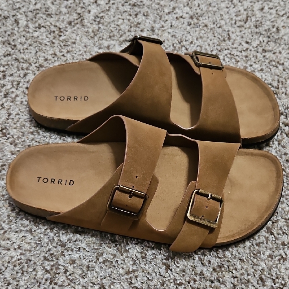 Torrid Tan Slide Sandals 11 WW (Extra Wide)